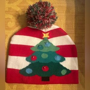 Festive Christmas Tree Beanie with Pom Pom